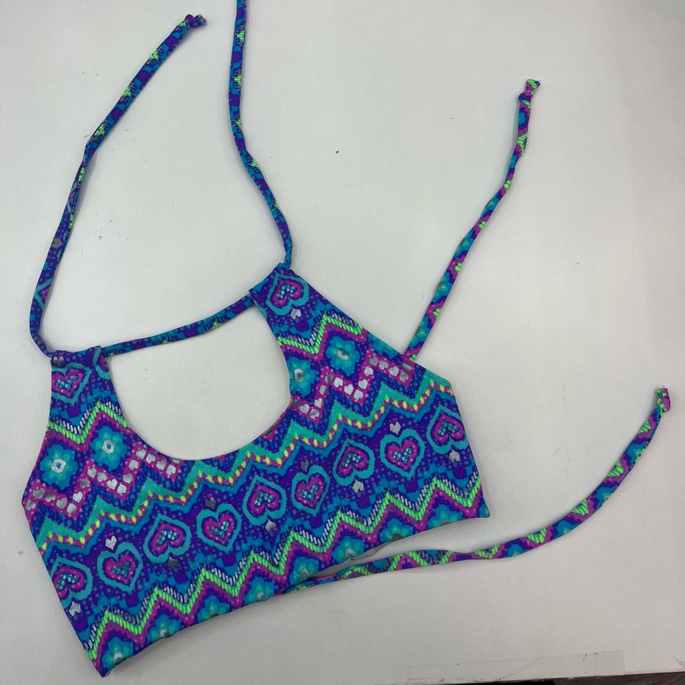 Demon Bikini Women’s Medium Bikini Top Blue Purple Green Hearts Swimsuit Swim